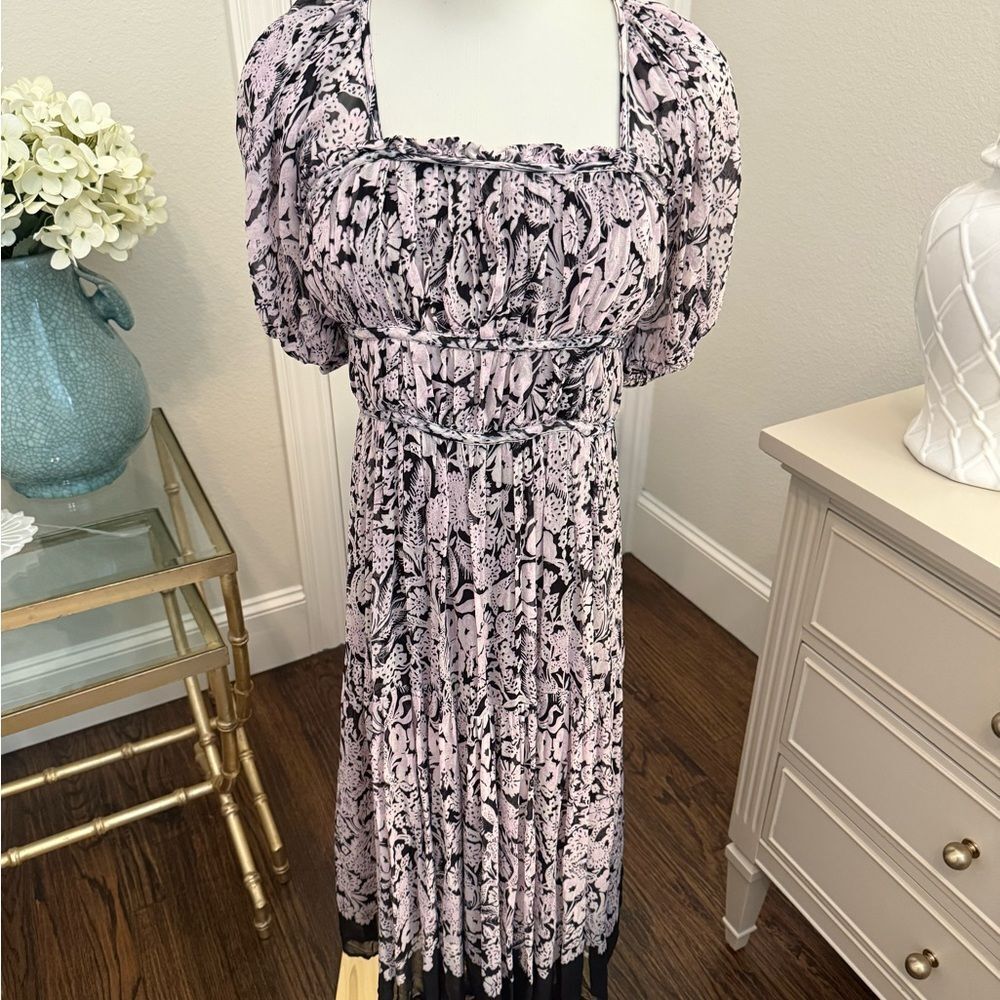 Anthropologie Squareneck Smocked Midi Dress - Picture 4 of 9